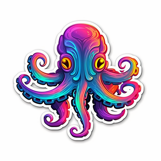 Friendly Octopus with wavy tentacles Vinyl Decal Sticker for Car, Laptop, Tumbler and more # 0011176