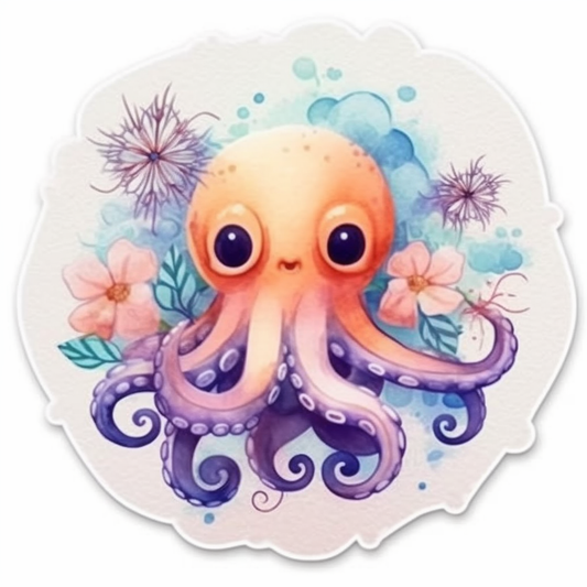 Friendly Octopus with wavy tentacles Vinyl Decal Sticker for Car, Laptop, Tumbler and more # 0011212