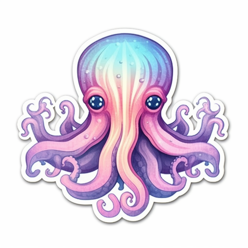 Friendly Octopus with wavy tentacles Vinyl Decal Sticker for Car, Laptop, Tumbler and more # 0011197