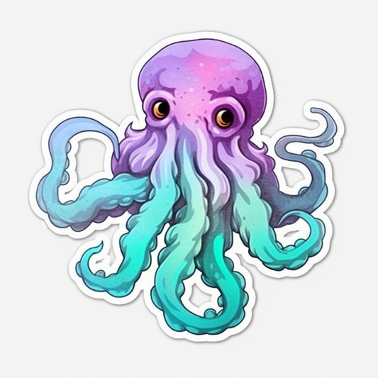 Friendly Octopus with wavy tentacles Vinyl Decal Sticker for Car, Laptop, Tumbler and more # 0011198