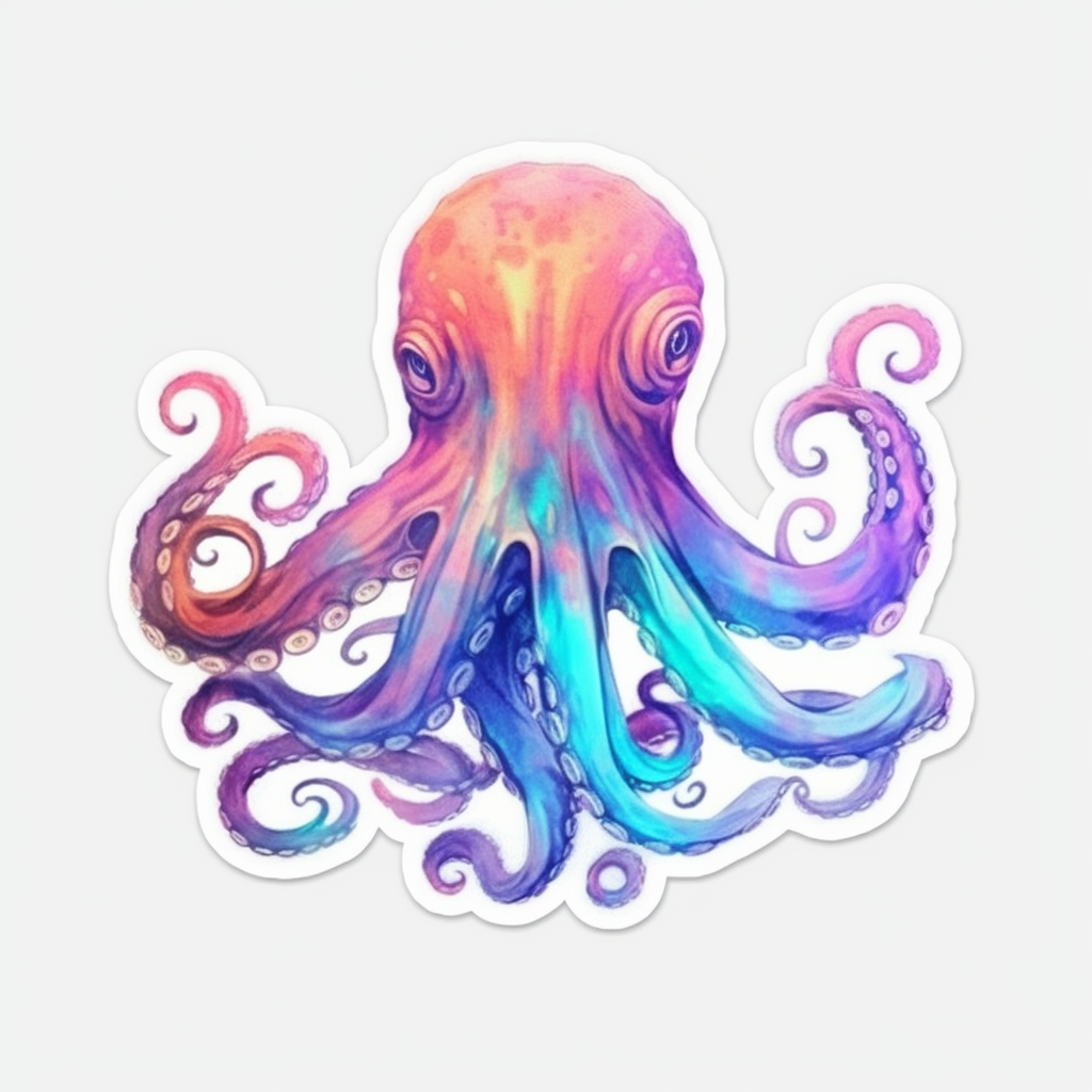 Friendly Octopus with wavy tentacles Vinyl Decal Sticker for Car, Laptop, Tumbler and more # 0011208