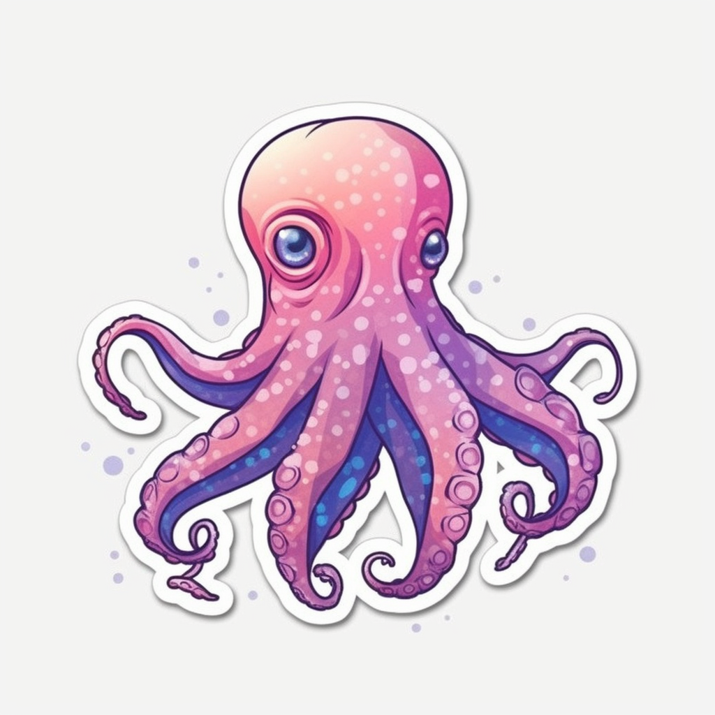 Friendly Octopus with wavy tentacles Vinyl Decal Sticker for Car, Laptop, Tumbler and more # 0011206