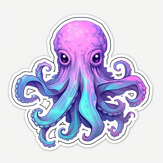 Friendly Octopus with wavy tentacles Vinyl Decal Sticker for Car, Laptop, Tumbler and more # 0011246