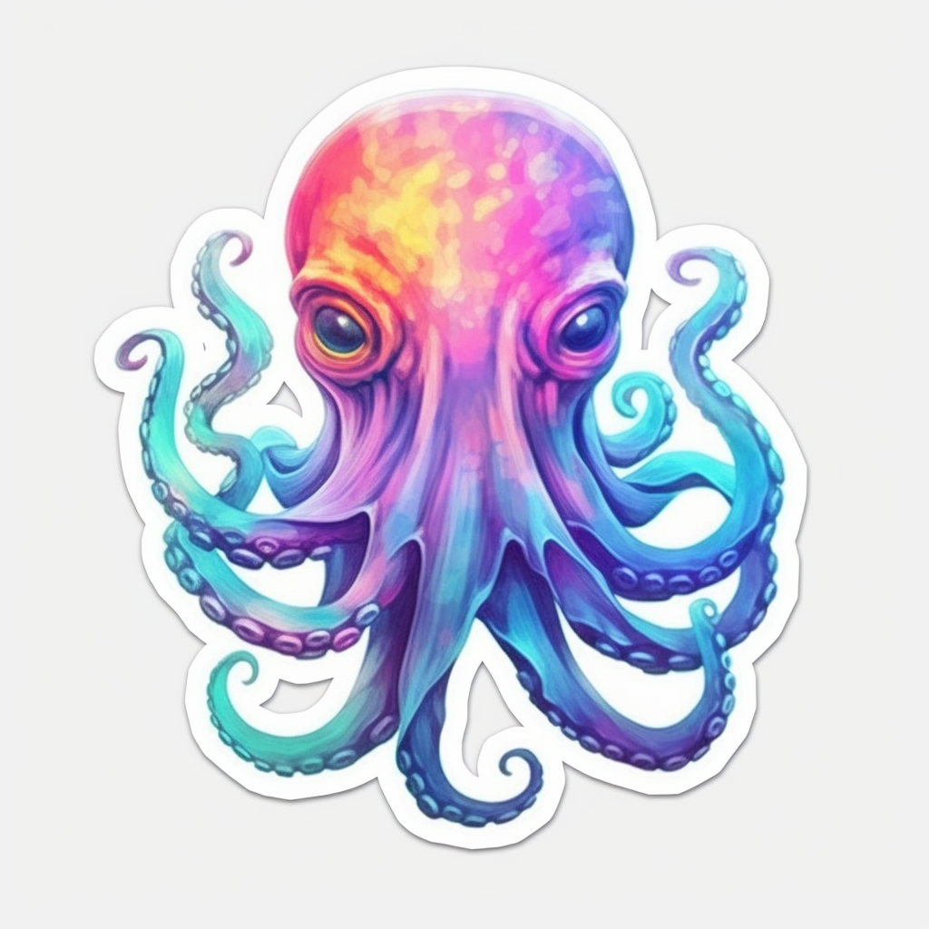Friendly Octopus with wavy tentacles Vinyl Decal Sticker for Car, Laptop, Tumbler and more # 0011200