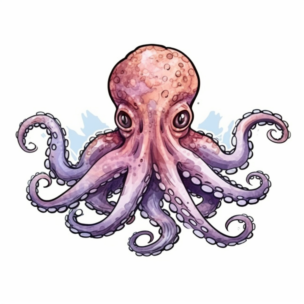 Friendly Octopus with wavy tentacles Vinyl Decal Sticker for Car, Laptop, Tumbler and more # 0011203