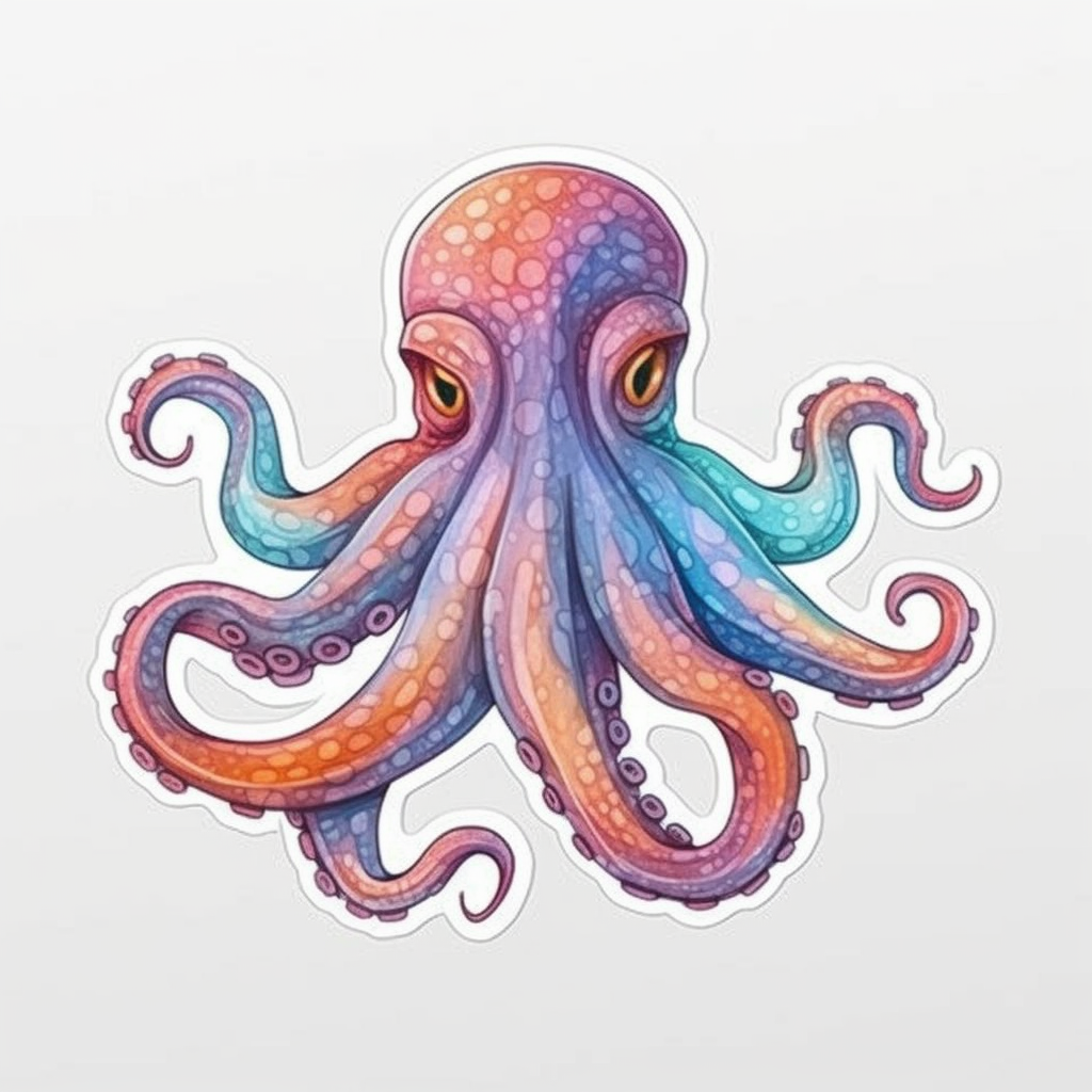 Friendly Octopus with wavy tentacles Vinyl Decal Sticker for Car, Laptop, Tumbler and more # 0011255