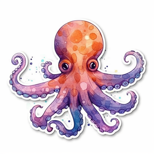 Friendly Octopus with wavy tentacles Vinyl Decal Sticker for Car, Laptop, Tumbler and more # 0011262
