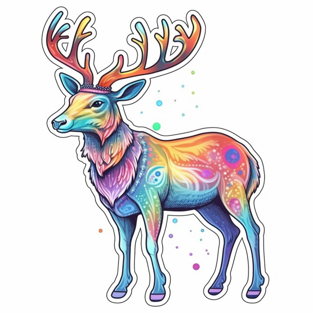 Graceful Deer with big antlers Vinyl Decal Sticker for Car, Laptop, Tumbler and more # 0011263