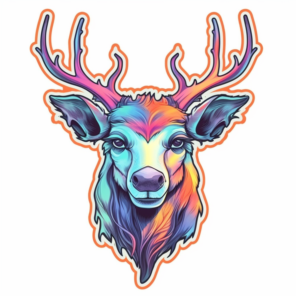 Graceful Deer with big antlers Vinyl Decal Sticker for Car, Laptop, Tumbler and more # 0011232