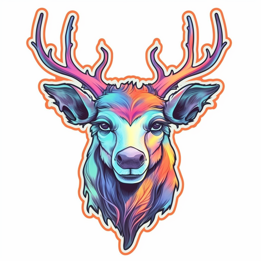 Graceful Deer with big antlers Vinyl Decal Sticker for Car, Laptop, Tumbler and more # 0011232