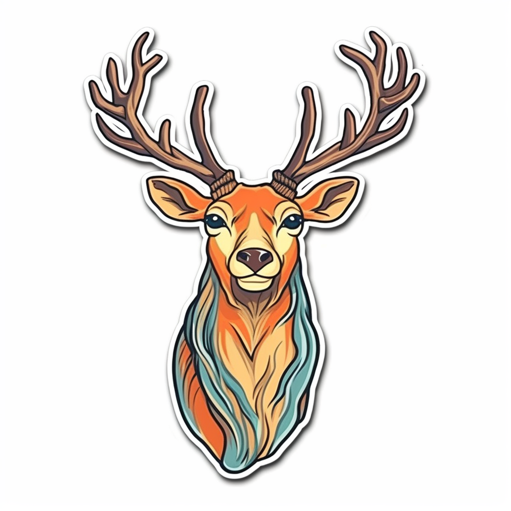 Graceful Deer with big antlers Vinyl Decal Sticker for Car, Laptop, Tumbler and more # 0011196