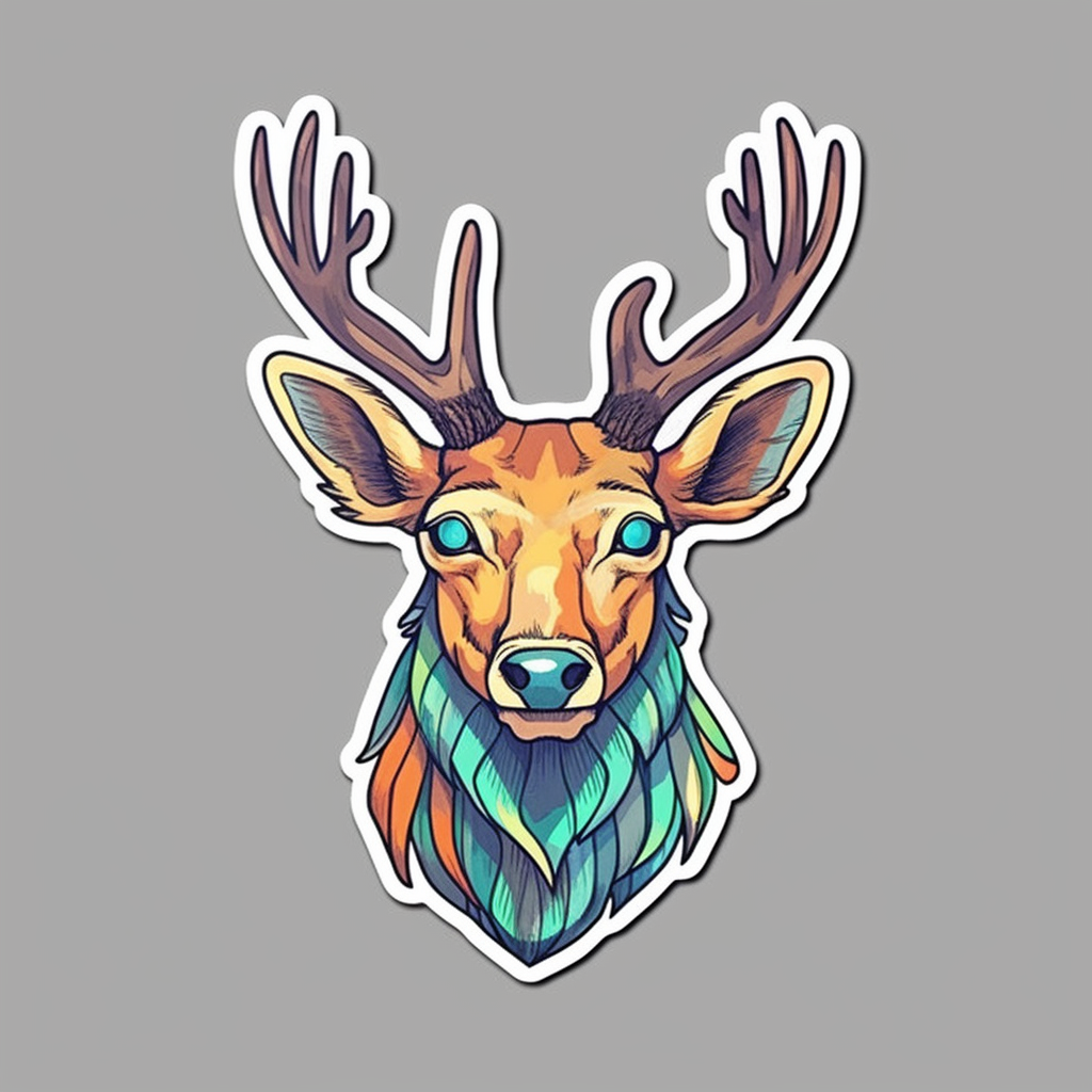 Graceful Deer with big antlers Vinyl Decal Sticker for Car, Laptop, Tumbler and more # 0011216