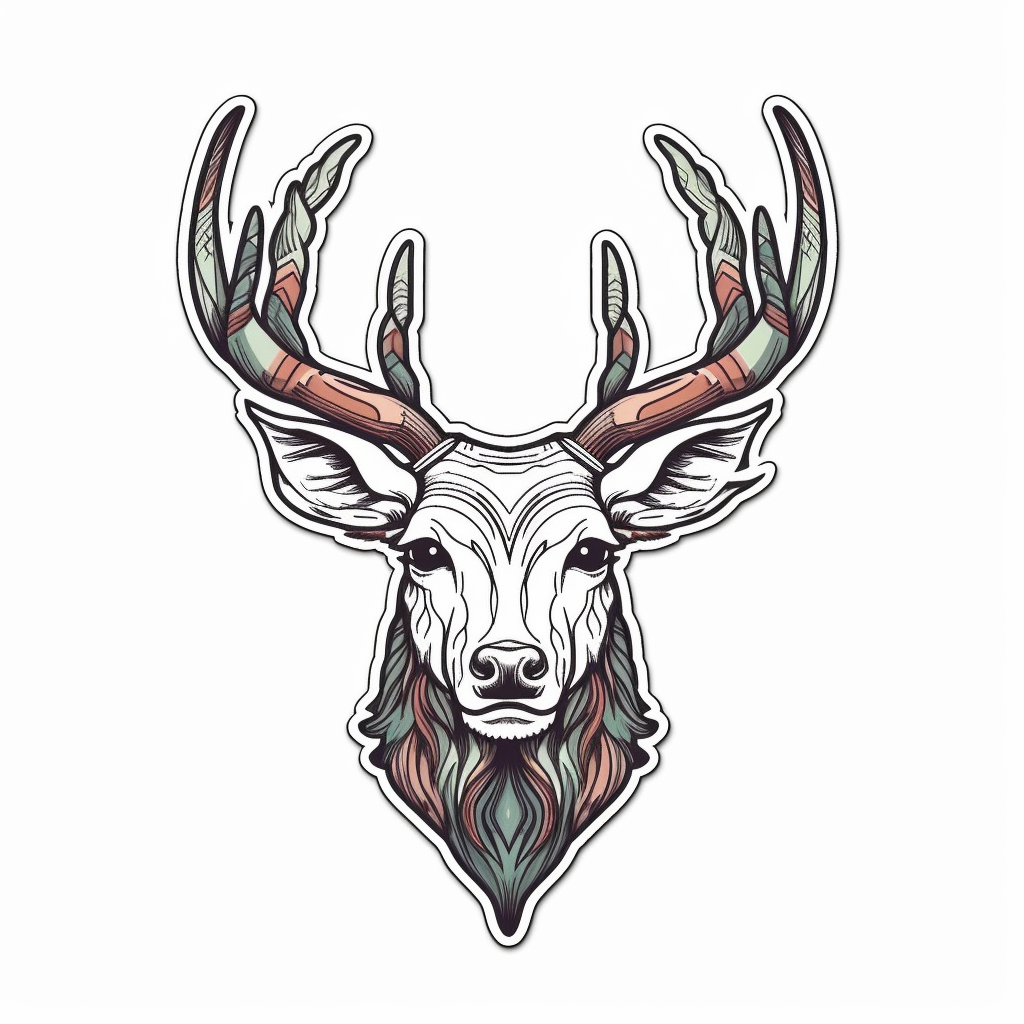 Graceful Deer with big antlers Vinyl Decal Sticker for Car, Laptop, Tumbler and more # 0011236