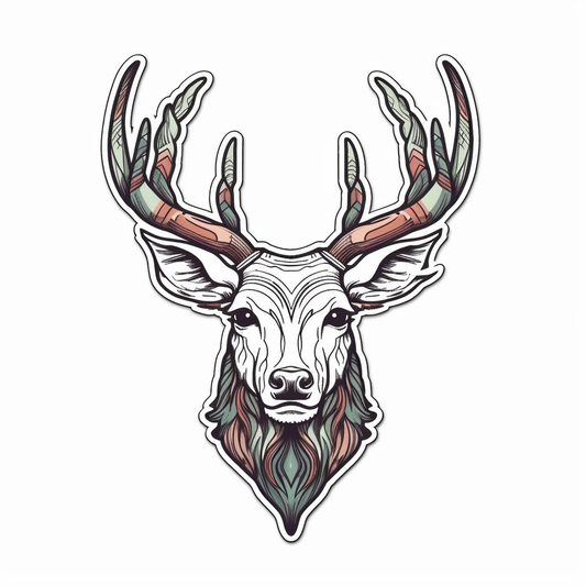 Graceful Deer with big antlers Vinyl Decal Sticker for Car, Laptop, Tumbler and more # 0011236