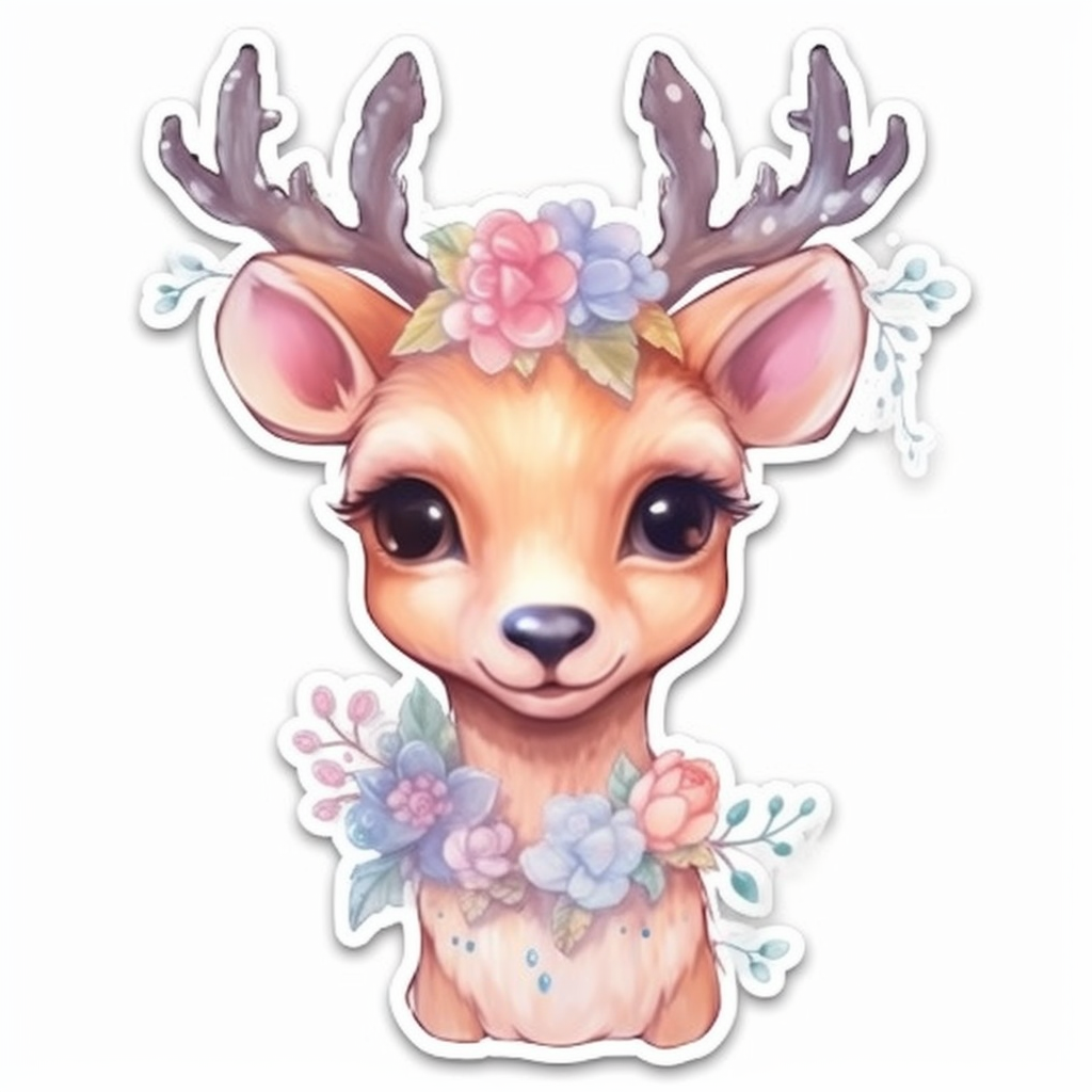 Graceful Deer with big antlers Vinyl Decal Sticker for Car, Laptop, Tumbler and more # 0011239