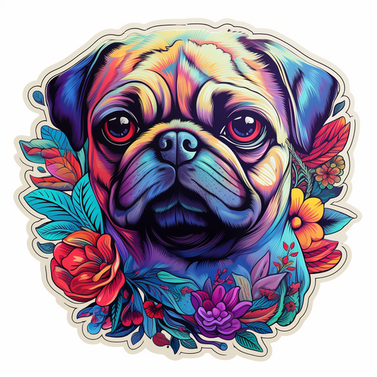 Pug Dog Vinyl Decal Sticker for Car, Laptop, Tumbler and more # 0011369