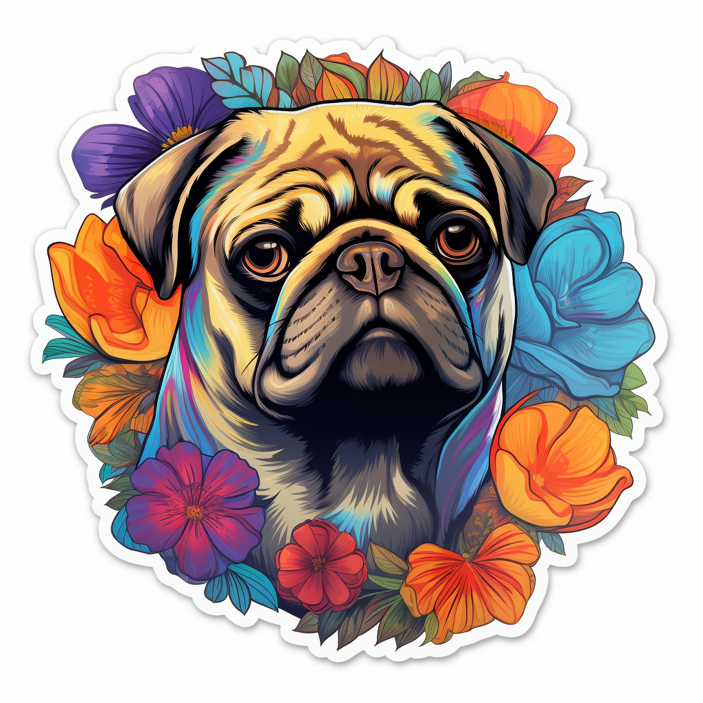 Pug Dog Vinyl Decal Sticker for Car, Laptop, Tumbler and more # 0011375