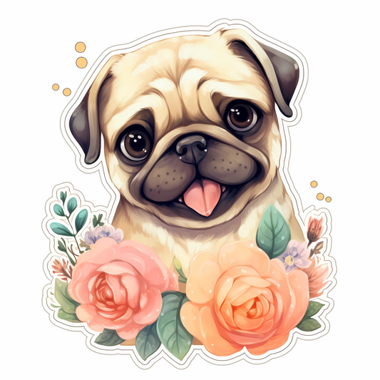 Pug Dog Vinyl Decal Sticker for Car, Laptop, Tumbler and more # 0011392