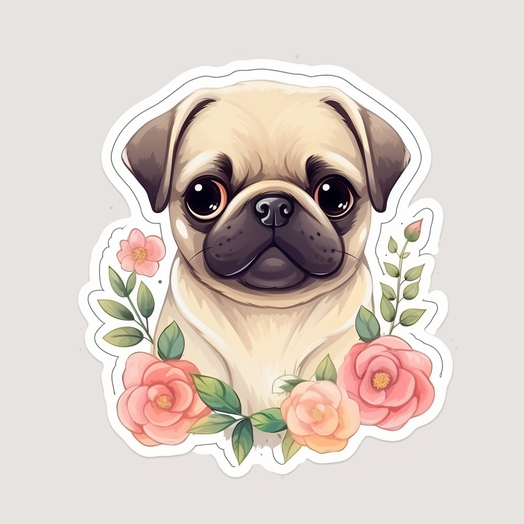 Pug Dog Vinyl Decal Sticker for Car, Laptop, Tumbler and more # 0011390