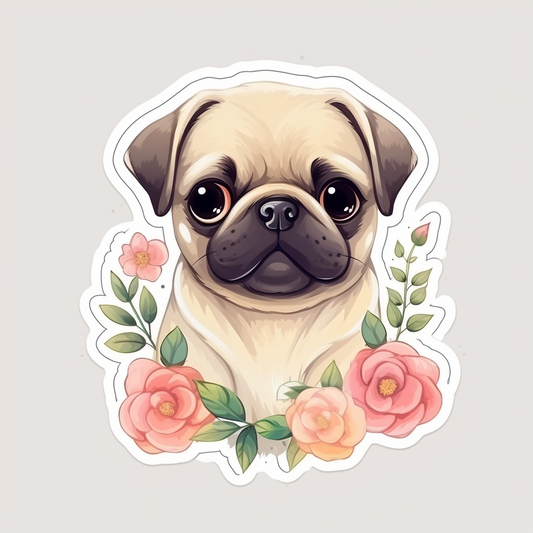 Pug Dog Vinyl Decal Sticker for Car, Laptop, Tumbler and more # 0011390