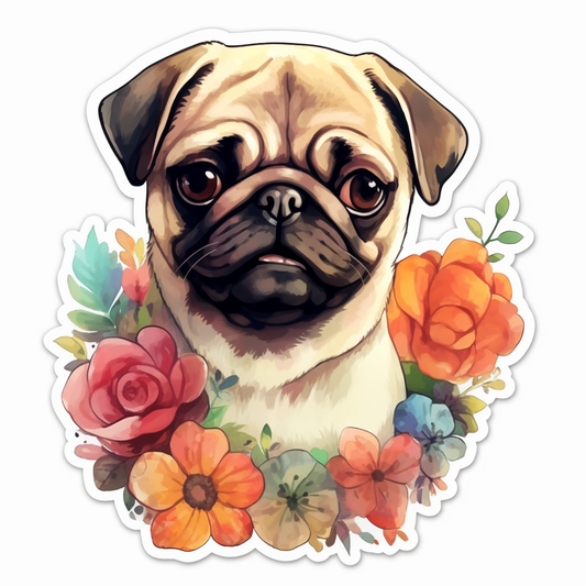 Pug Dog Vinyl Decal Sticker for Car, Laptop, Tumbler and more # 0011395