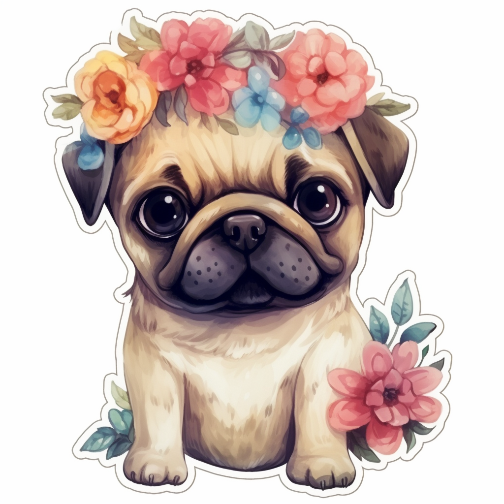 Pug Dog Vinyl Decal Sticker for Car, Laptop, Tumbler and more # 0011394