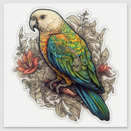 Quaker Parrot Vinyl Decal Sticker for Car, Laptop, Tumbler and more # 003748