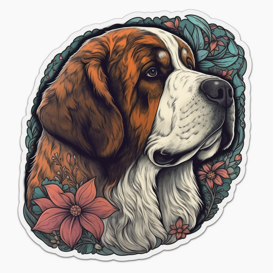 Saint Bernard Dog Vinyl Decal Sticker for Car, Laptop, Tumbler and more # 004065