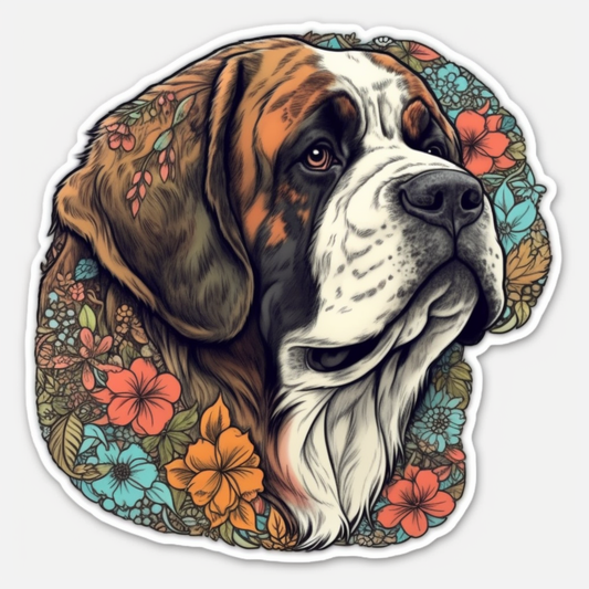 Saint Bernard Dog Vinyl Decal Sticker for Car, Laptop, Tumbler and more # 004062