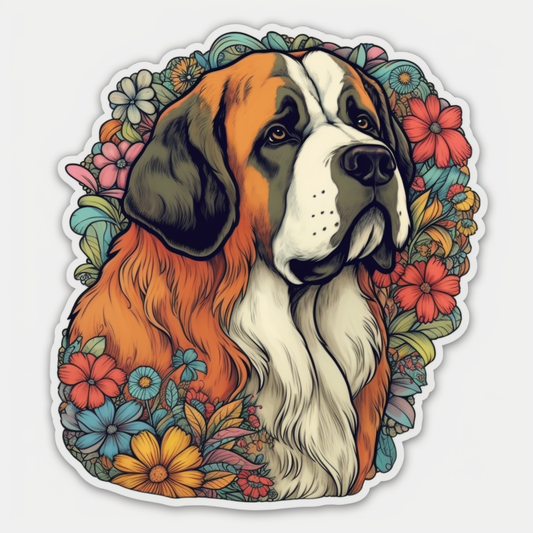 Saint Bernard Dog Vinyl Decal Sticker for Car, Laptop, Tumbler and more # 004070