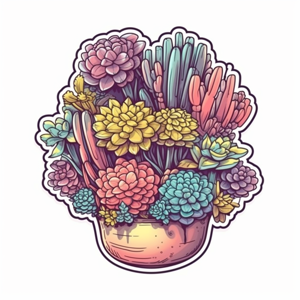 Sedum Succulent Vinyl Decal Sticker for Car, Laptop, Tumbler and more # 006720