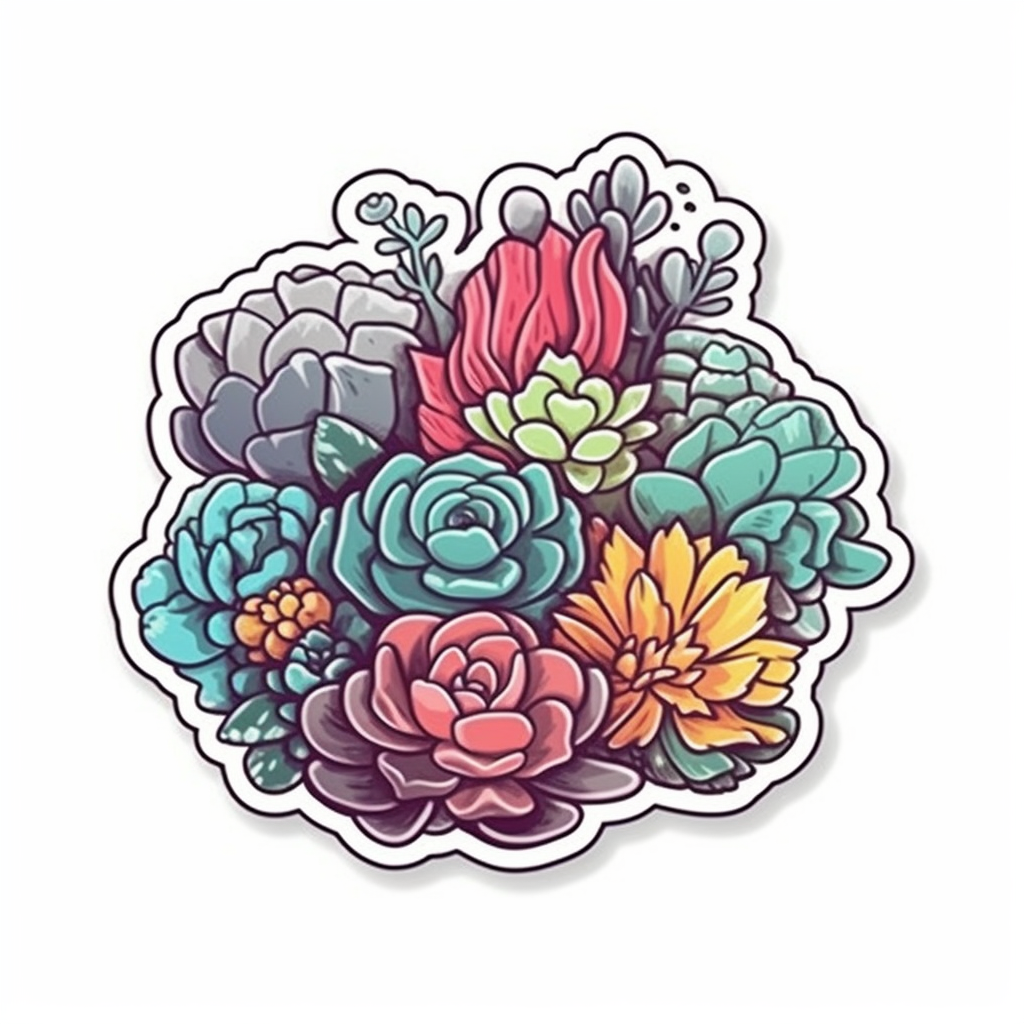 Sedum Succulent Vinyl Decal Sticker for Car, Laptop, Tumbler and more # 006726