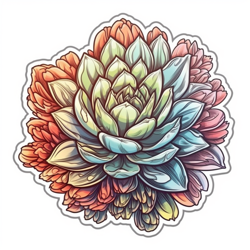 Sempervivum Succulent Vinyl Decal Sticker for Car, Laptop, Tumbler and more # 006656