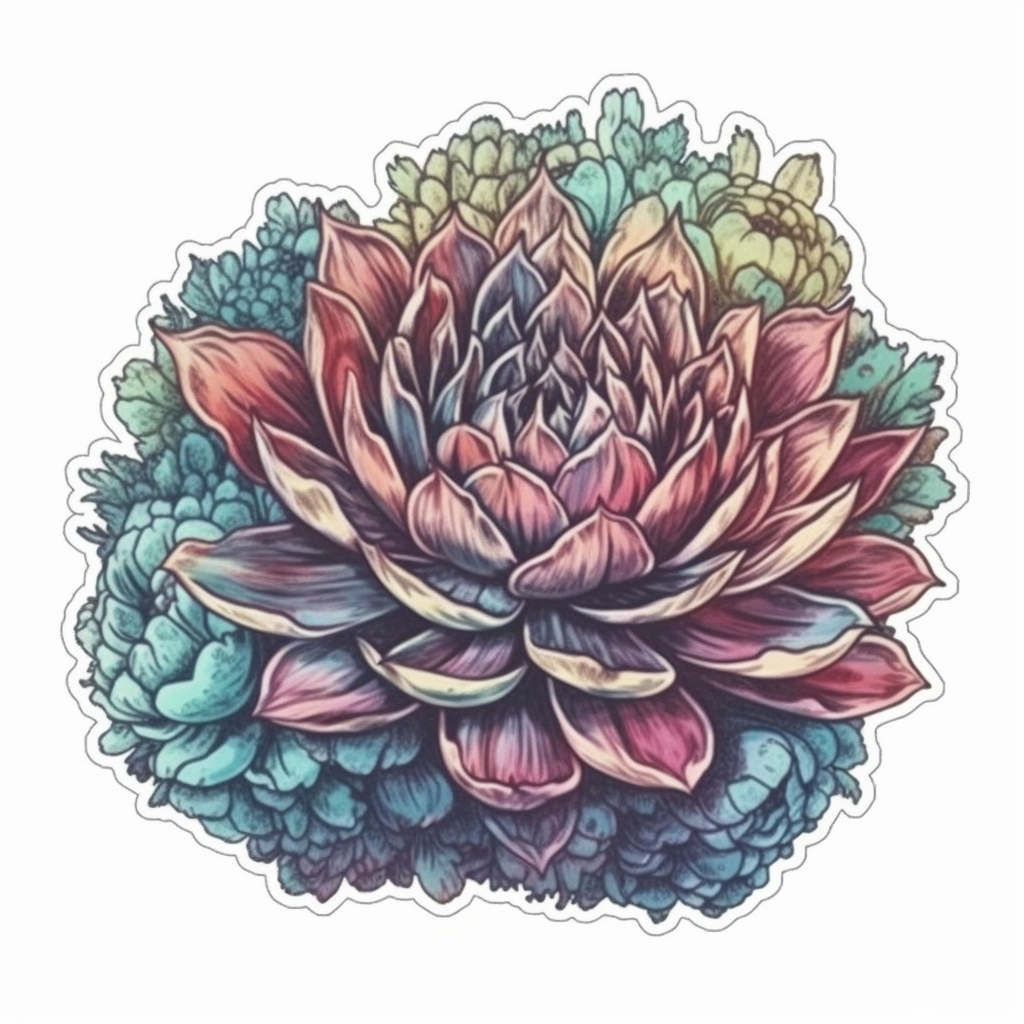 Sempervivum Succulent Vinyl Decal Sticker for Car, Laptop, Tumbler and more # 006608