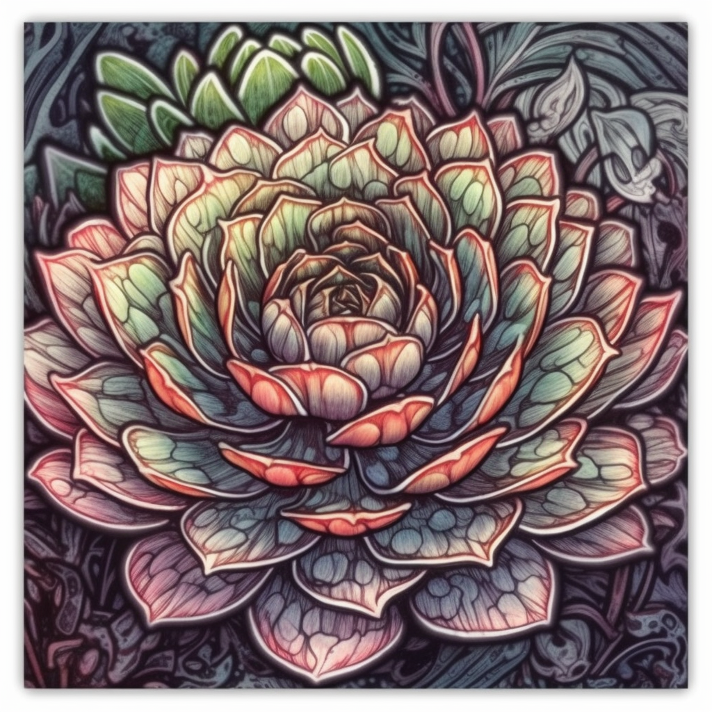 Sempervivum Succulent Vinyl Decal Sticker for Car, Laptop, Tumbler and more # 006652