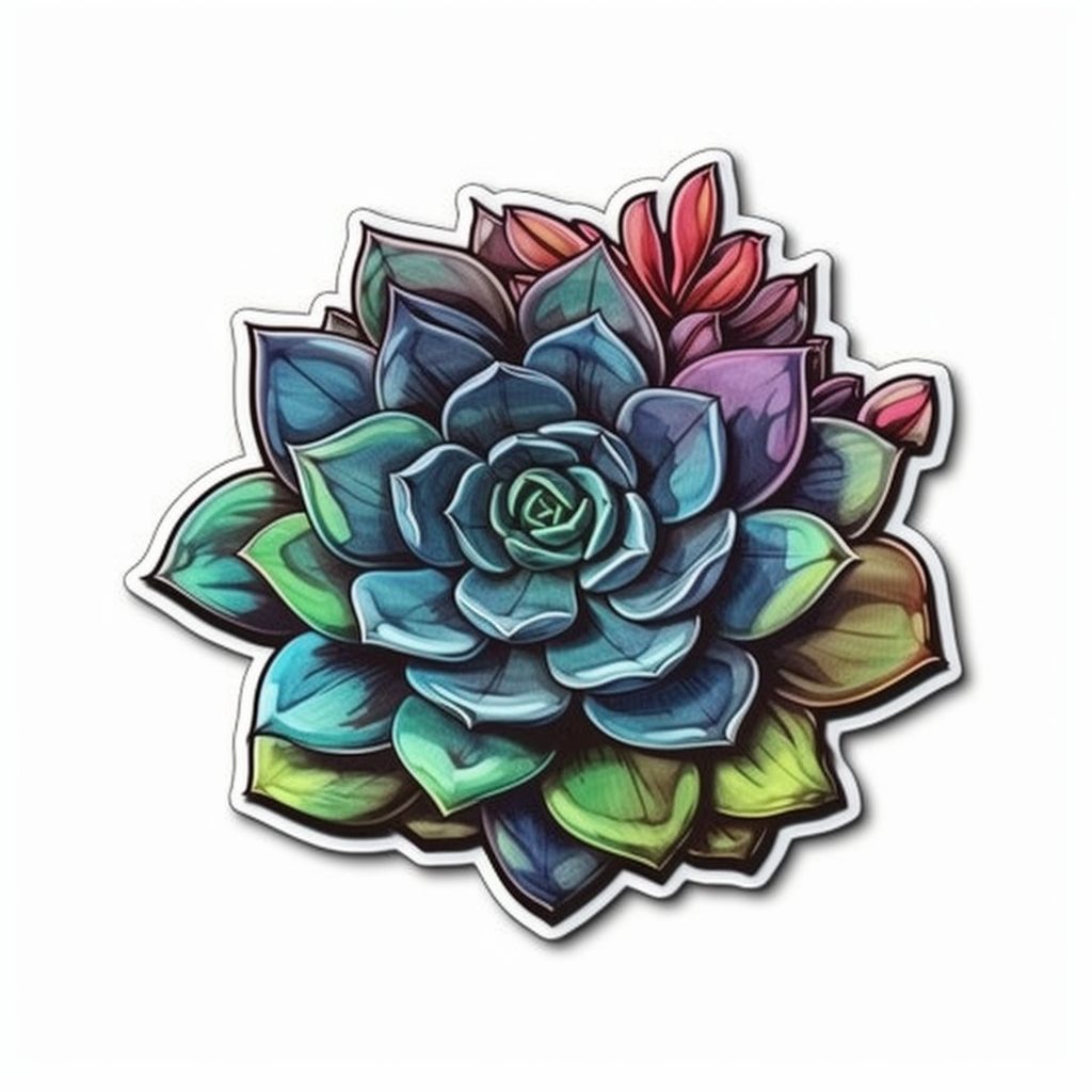 Sempervivum Succulent Vinyl Decal Sticker for Car, Laptop, Tumbler and more # 006638