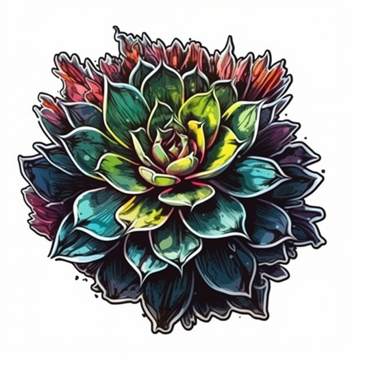 Sempervivum Succulent Vinyl Decal Sticker for Car, Laptop, Tumbler and more # 006666