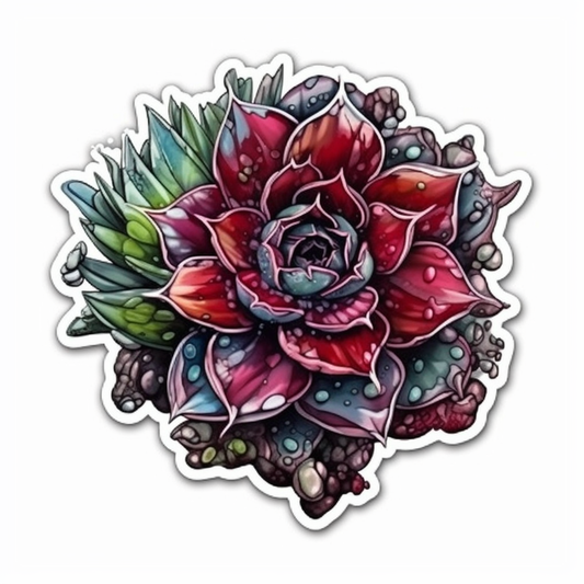 Sempervivum Succulent Vinyl Decal Sticker for Car, Laptop, Tumbler and more # 006635