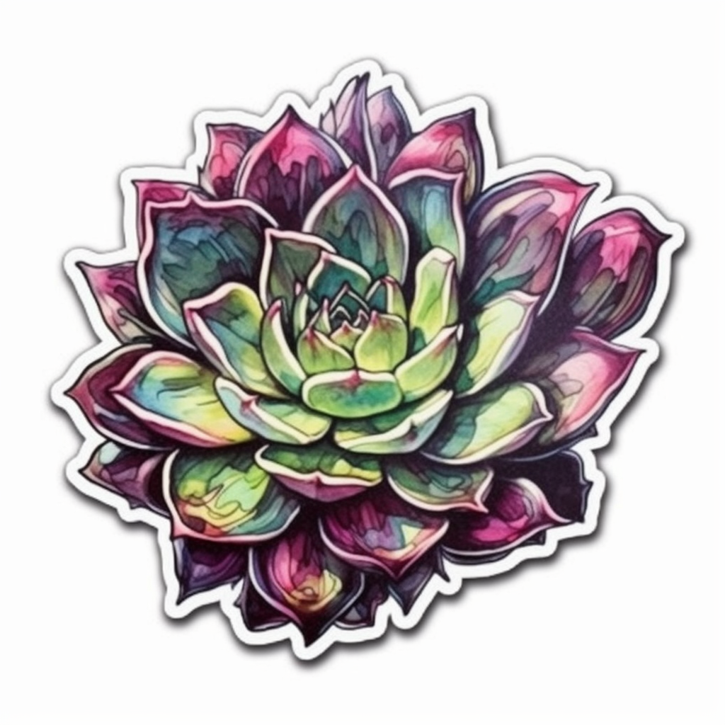 Sempervivum Succulent Vinyl Decal Sticker for Car, Laptop, Tumbler and more # 006647
