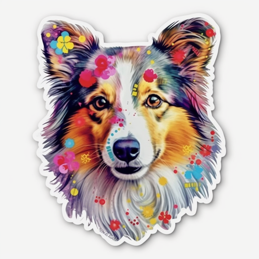 Shetland Sheepdog Dog Vinyl Decal Sticker for Car, Laptop, Tumbler and more # 007303