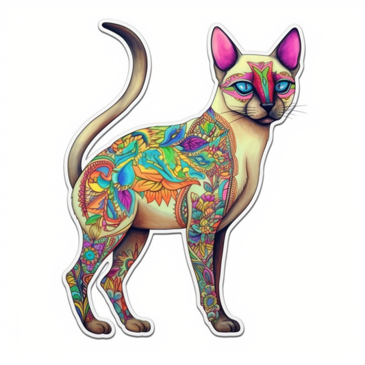 Siamese Cat Vinyl Decal Sticker for Car, Laptop, Tumbler and more # 007567