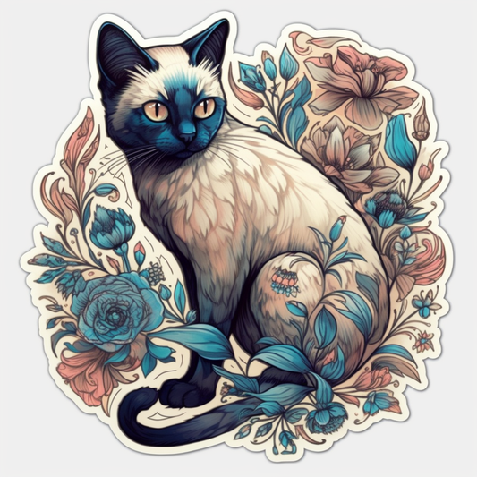 Siamese Cat Vinyl Decal Sticker for Car, Laptop, Tumbler and more # 004154