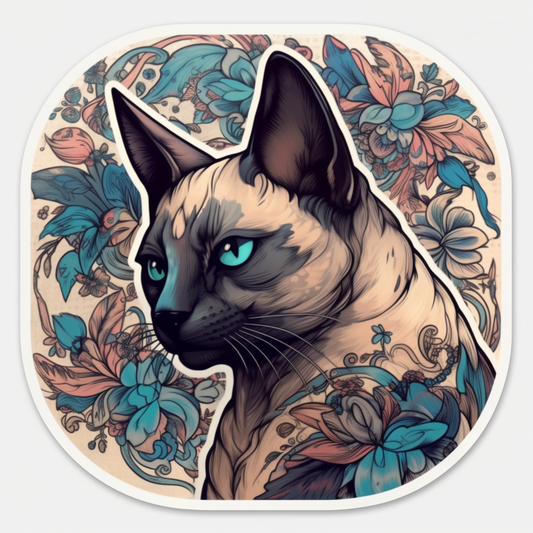Siamese Cat Vinyl Decal Sticker for Car, Laptop, Tumbler and more # 007555