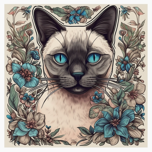 Siamese Cat Vinyl Decal Sticker for Car, Laptop, Tumbler and more # 004173