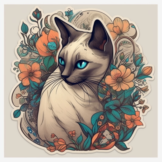 Siamese Cat Vinyl Decal Sticker for Car, Laptop, Tumbler and more # 004160