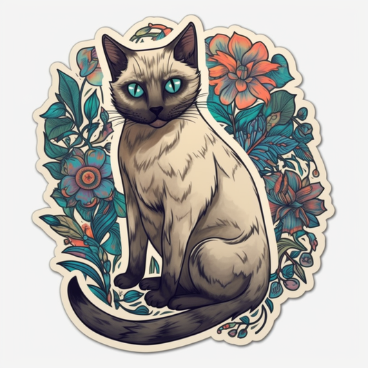 Siamese Cat Vinyl Decal Sticker for Car, Laptop, Tumbler and more # 004163