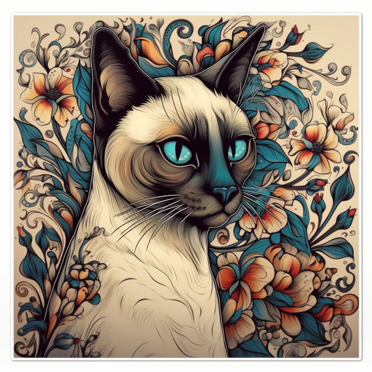 Siamese Cat Vinyl Decal Sticker for Car, Laptop, Tumbler and more # 007570