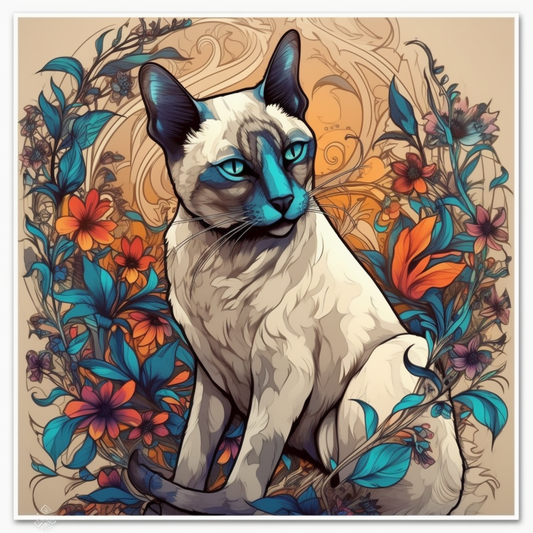 Siamese Cat Vinyl Decal Sticker for Car, Laptop, Tumbler and more # 007558