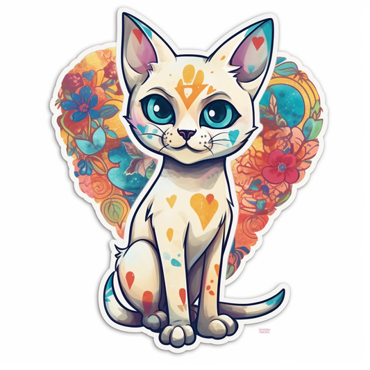 Siamese Cat Vinyl Decal Sticker for Car, Laptop, Tumbler and more # 004170