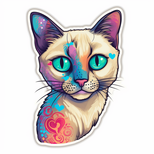 Siamese Cat Vinyl Decal Sticker for Car, Laptop, Tumbler and more # 004169